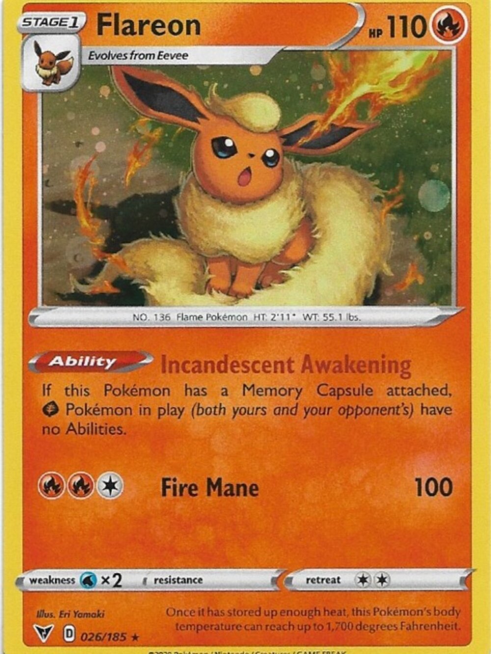 Pokemon Flareon 026/185 Vivid Voltage NM